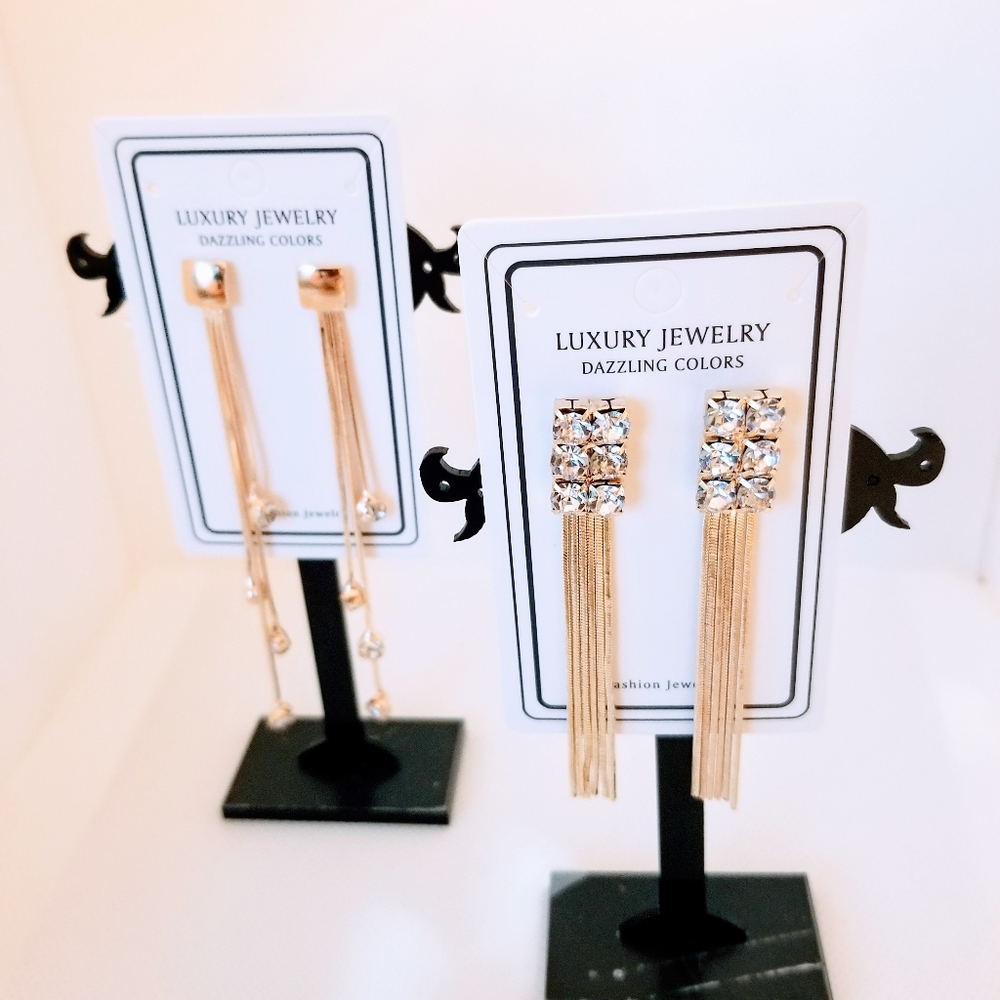 Gold Chain Earrings Long Bridal Earrings